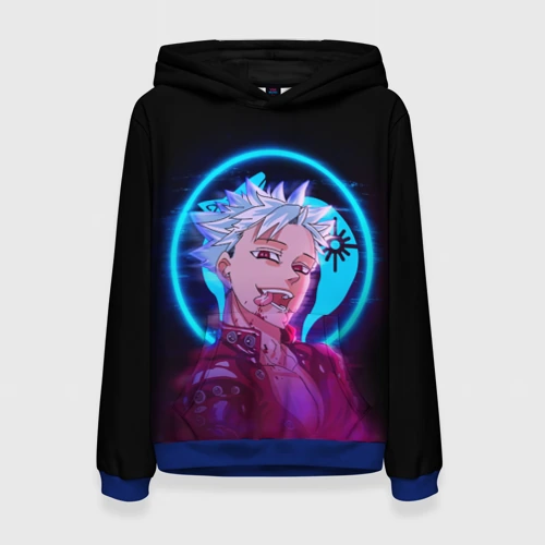 Женская толстовка 3D с принтом Ban seven deadly sins neon Бан, вид спереди #2