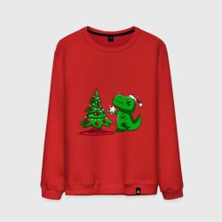 Мужской свитшот хлопок Рождественский динозавр Christmas dinosaur