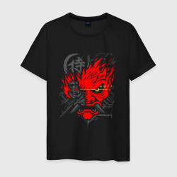 Мужская футболка хлопок Cyberpunk 2077 демон samurai