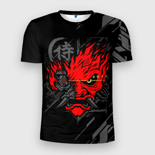 Мужская футболка 3D Slim Cyberpunk 2077 samurai, цвет 3D печать