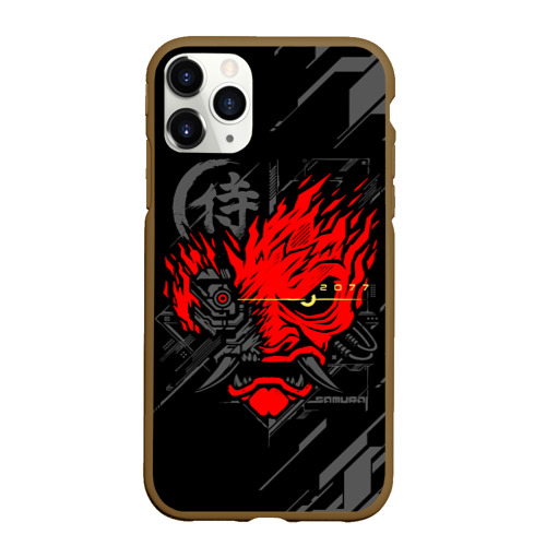 Чехол для iPhone 11 Pro Max матовый Cyberpunk 2077 samurai, цвет коричневый