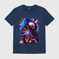 Мужская футболка хлопок Arcane LOL Jinx face league of Legends
