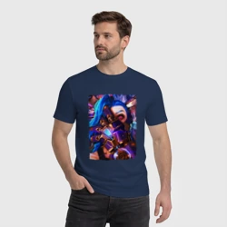 Мужская футболка хлопок Arcane LOL Jinx face league of Legends - фото 2