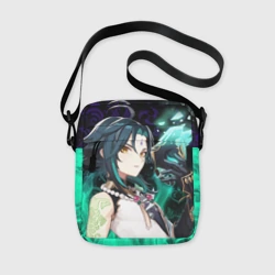 Сумка через плечо 3D Сяо Геншин Импакт в неоновом огне