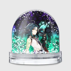 Игрушка Снежный шар Сяо Геншин Импакт в неоновом огне