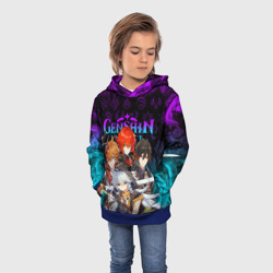 Детская толстовка 3D Герои Геншин Импакт в неоновом огне Genshin Impact neon fire - фото 2