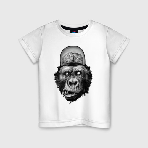 Детская футболка хлопок с принтом Gorilla brains, вид спереди #2