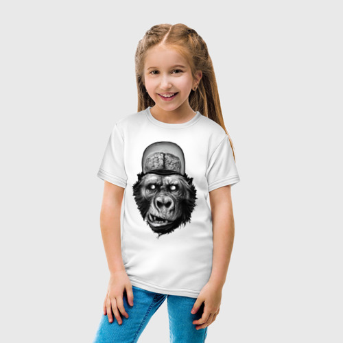 Детская футболка хлопок с принтом Gorilla brains, вид сбоку #3
