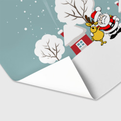Бумага для упаковки 3D Деревенский Новый Год Дед Мороз и Олень - фото 2