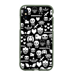 Чехол для iPhone XS Max матовый Undertale pattern белый