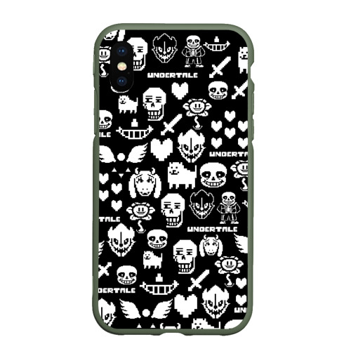 Чехол для iPhone XS Max матовый UNDERTALE PATTERN БЕЛЫЙ, цвет темно-зеленый