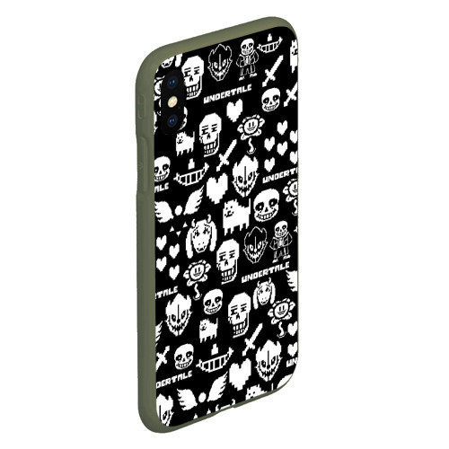 Чехол для iPhone XS Max матовый UNDERTALE PATTERN БЕЛЫЙ, цвет темно-зеленый - фото 3