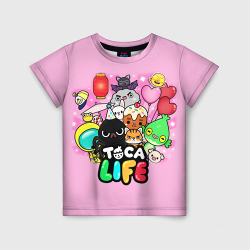 Детская футболка с принтом Toca Boca Тока Бока животные, вид спереди №1