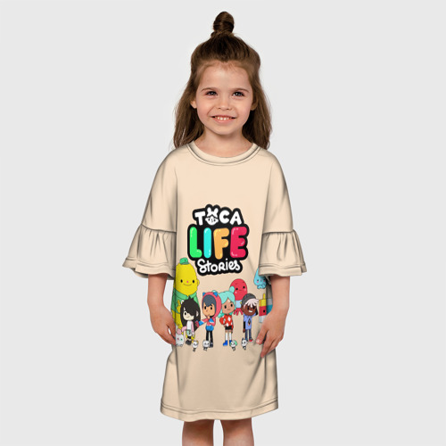 Детское платье 3D с принтом Toca Boca | персонажи из Тока Бока, вид сбоку #3