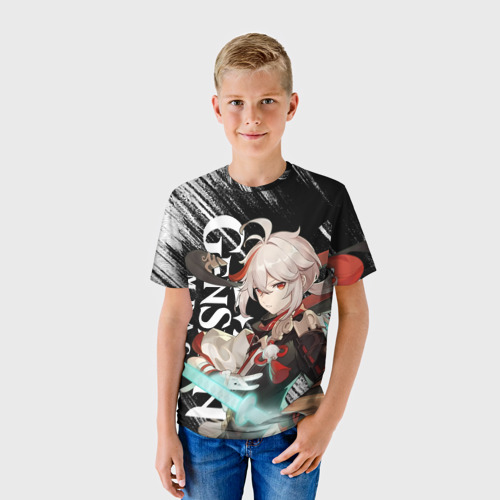 Детская футболка 3D с принтом КАДЗУХА | АНЕМО | KAZUHA, фото на моделе #1