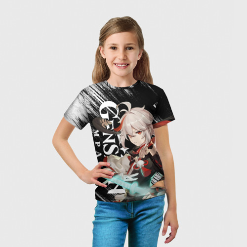 Детская футболка 3D с принтом КАДЗУХА | АНЕМО | KAZUHA, вид сбоку #3