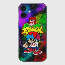 Чехол для iPhone 16 силиконовый с защитой камеры Friday Night Funkin Boy and Girl