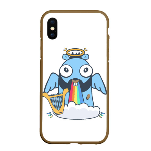 Чехол для iPhone XS Max матовый Golang gopher - талисман программиста, цвет коричневый