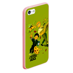 Чехол для iPhone 5/5S матовый Шигео, Ямочки и Рэйгэн налет на пиццу - Mob Psycho 100 - фото 2