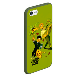 Чехол для iPhone 5/5S матовый Шигео, Ямочки и Рэйгэн налет на пиццу - Mob Psycho 100 - фото 2