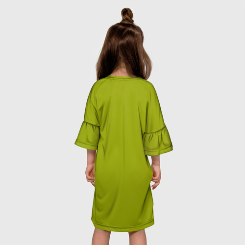 Детское платье 3D с принтом Шигео, Ямочки и Рэйгэн налет на пиццу - Mob Psycho 100, вид сзади #2