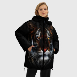 Женская зимняя куртка Oversize Тигр в Темноте Глаза Зверя - фото 2