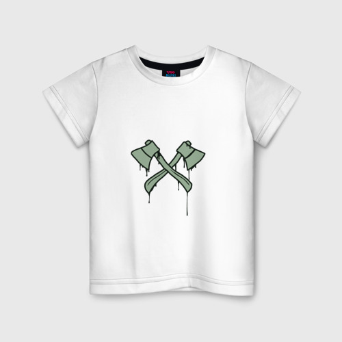 Детская футболка хлопок с принтом Граффити скрещенные топоры, вид спереди #2