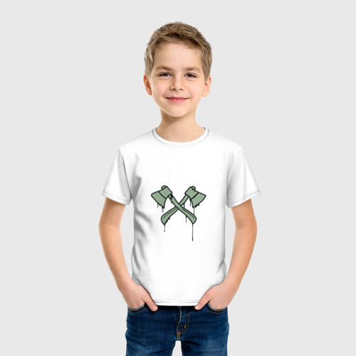 Детская футболка хлопок с принтом Граффити скрещенные топоры, фото на моделе #1