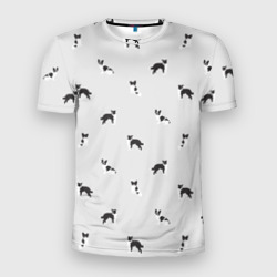 Мужская футболка 3D Slim Черно-белые собачки паттерн