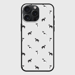 Чехол силиконовый для Apple iPhone 15 Pro Мax матовый Черно-белые собачки паттерн