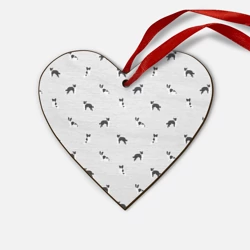 Деревянная игрушка Сердце Черно-белые собачки паттерн