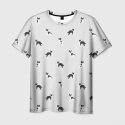 Мужская футболка 3D Черно-белые собачки паттерн