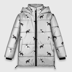 Женская зимняя куртка Oversize Черно-белые собачки паттерн