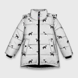 Зимняя куртка для девочек 3D Черно-белые собачки паттерн