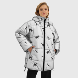 Женская зимняя куртка Oversize Черно-белые собачки паттерн - фото 2