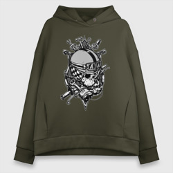 Женское худи Oversize хлопок Skull biker