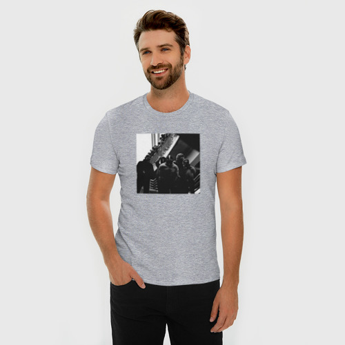 Мужская футболка хлопок Slim с принтом OBLADAET SLEEPKNOT, фото на моделе #1