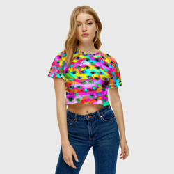 Женская футболка Crop-top 3D Психоделические взгляды - фото 2