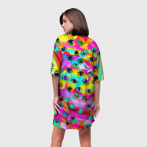 Платье-футболка 3D Психоделические взгляды, цвет 3D печать - фото 4