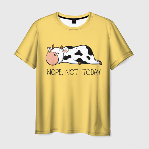 Мужская футболка с принтом Корова - Nope not today, вид спереди №1