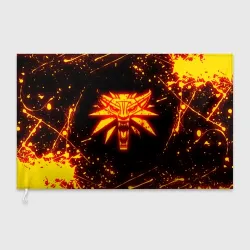 Флаг 3D The Witcher fire wolf logo огненный Ведьмак