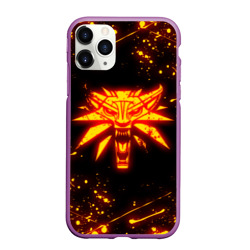 Чехол для iPhone 11 Pro Max матовый The Witcher fire wolf logo огненный Ведьмак