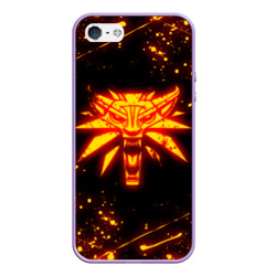 Чехол для iPhone 5/5S матовый The Witcher fire wolf logo огненный Ведьмак