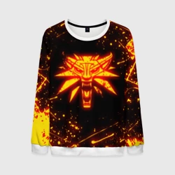 Мужской свитшот 3D The Witcher fire wolf logo огненный Ведьмак