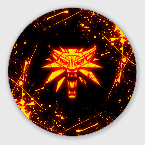 Круглый коврик для мышки The Witcher fire wolf logo огненный Ведьмак