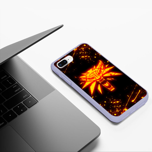 Чехол для iPhone 7Plus/8 Plus матовый The Witcher fire wolf logo огненный Ведьмак, цвет светло-сиреневый - фото 5