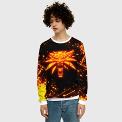 Мужской свитшот 3D The Witcher fire wolf logo огненный Ведьмак - фото 2