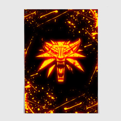 Постер The Witcher fire wolf logo огненный Ведьмак