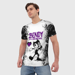 Мужская футболка 3D Heart bendy and the Ink machine - фото 2