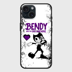 Чехол силиконовый для Apple iPhone 15 матовый Heart bendy and the Ink machine
